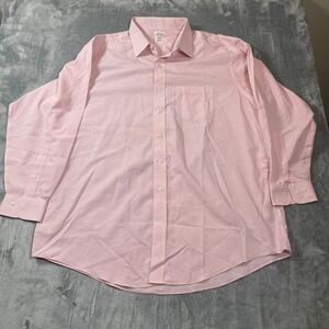 Brooks Brothers Men's Long Sleeve Dress Shirt Size 18 4 5 Pink Gingham Regular